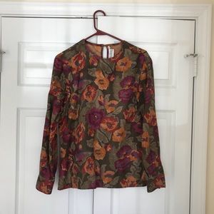 Retro floral long-sleeve Top